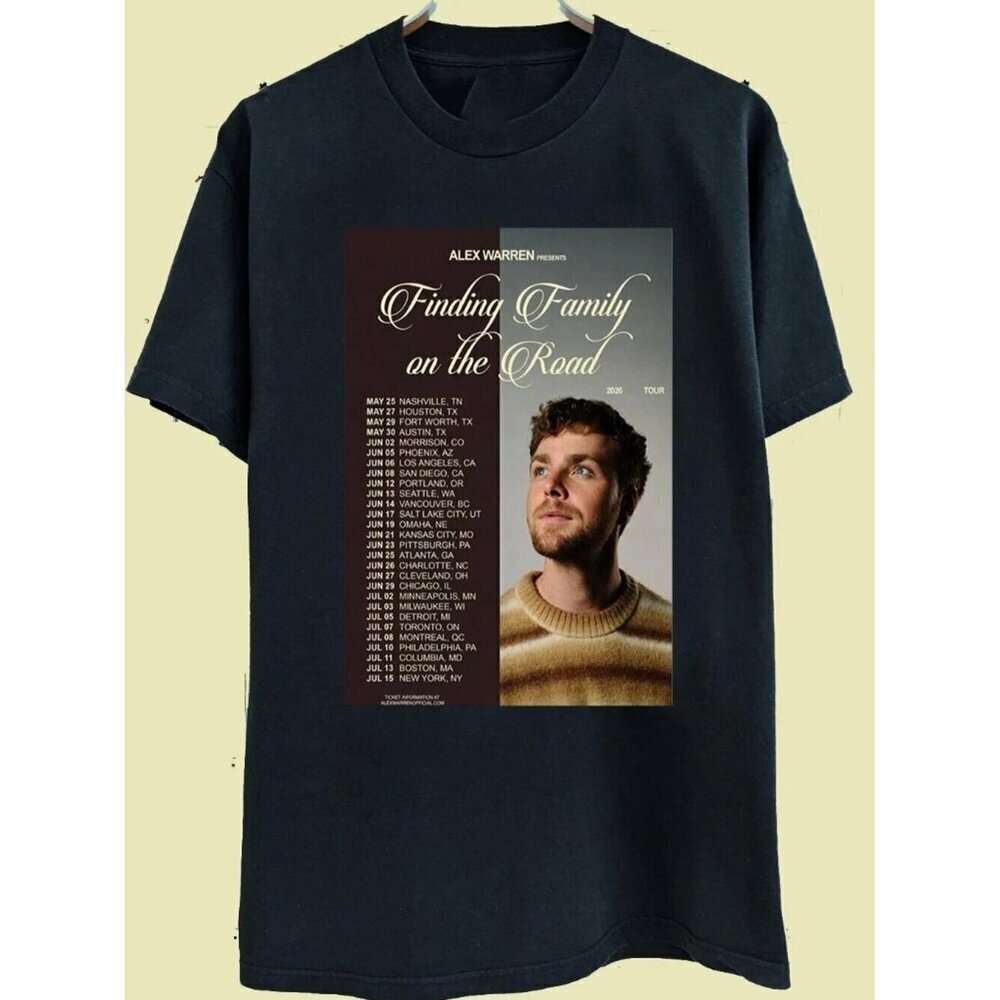 Alex Warren Finding Family on the Road 2026 Tour T-Shirt .